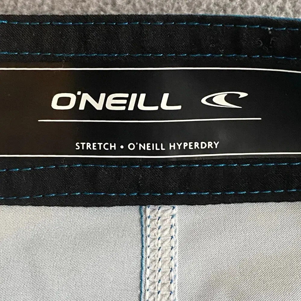 Oneill Boys Lennox Scallop Boardshorts 26 Blue Hyperdry Stretch Swim‎ Beach